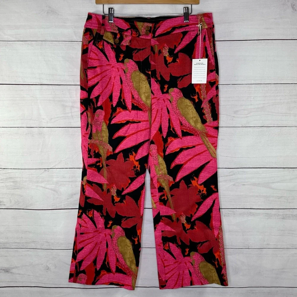 J. Crew High-waisted Kickout Crop Pant in Palm Print Grasscloth‎ Size 14